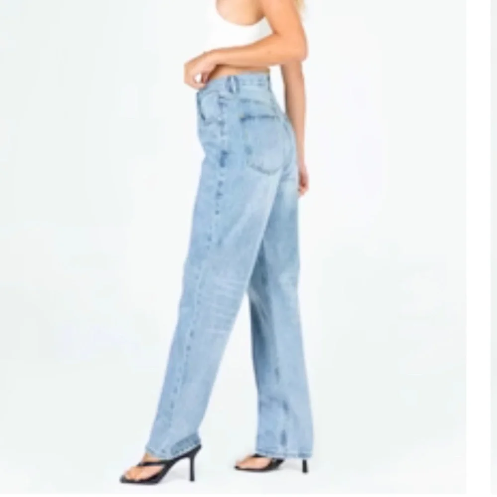 PRINCESS POLLY Holly‎ Asymmetric Straight-Leg Denim Jeans Womens 6 Mid-Wash